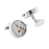 Mechanical Watch Movement Cufflinks Self Rotating Gear Gift