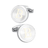 Newest Mens Cufflinks High Round Brass Base Alphabet Cuff links