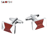 New Mens Wood Cufflinks High Square Jewelry Fine Gift