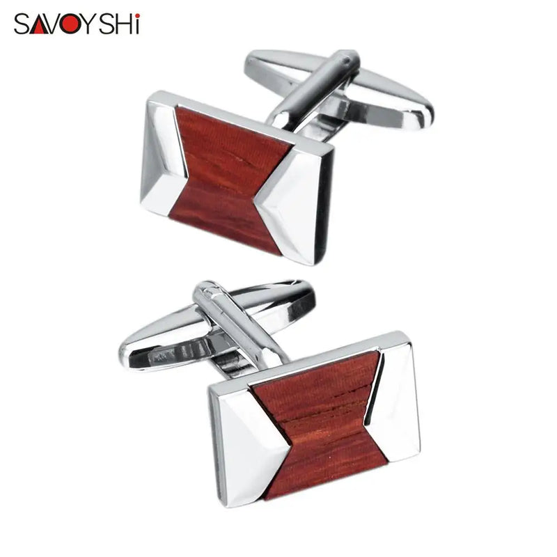 New Mens Wood Cufflinks High Square Jewelry Fine Gift