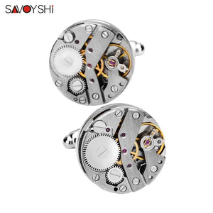 Steampunk Gear Cufflinks Mechanical Watch Movement Cuff Links