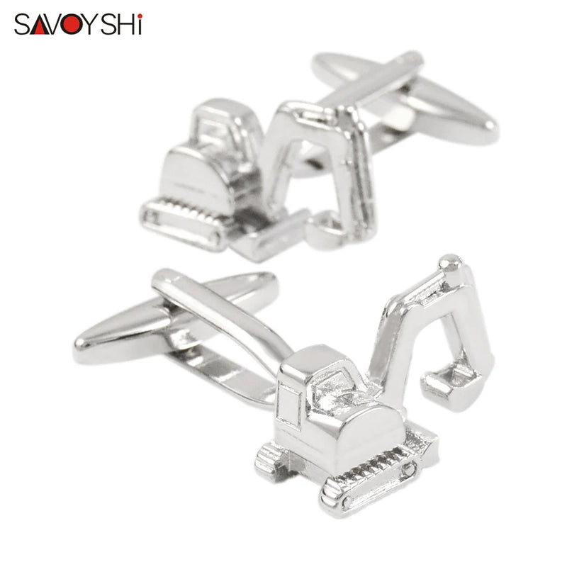 3D Excavator Cufflinks High Stainless Steel Gift Enraving