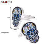 Colorful Skull Cufflinks for Men Enamel Jewelry