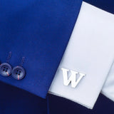 Silver Plated W Cufflinks for Mens Shirt - Wedding Gift Jewelry