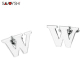 Silver Plated W Cufflinks for Mens Shirt - Wedding Gift Jewelry