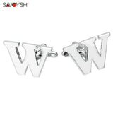 Silver Plated W Cufflinks for Mens Shirt - Wedding Gift Jewelry