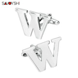 Silver Plated W Cufflinks for Mens Shirt - Wedding Gift Jewelry