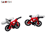 Red Enamel Bike Model Cufflinks for Men's Shirt
