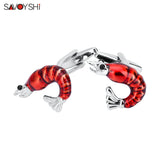 Red Shrimp Cufflinks Enamel Shirt Buttons Party Gift