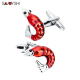 Red Shrimp Cufflinks Enamel Shirt Buttons Party Gift