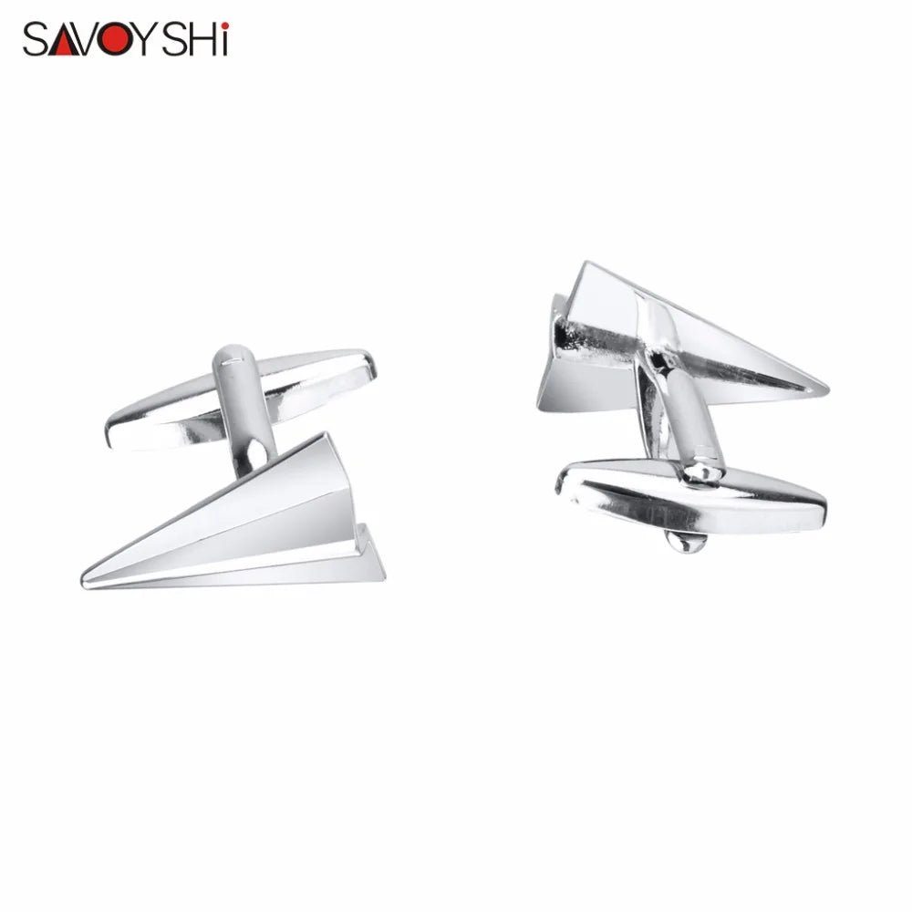 Silver Airplane Cufflinks for Men's Shirt