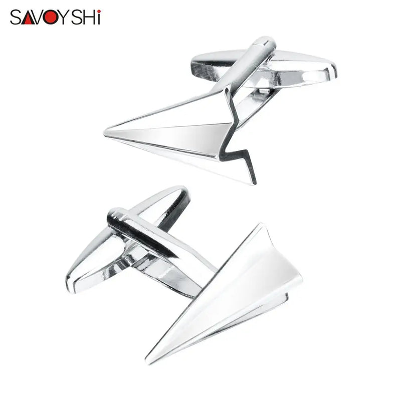 Silver Airplane Cufflinks for Men's Shirt