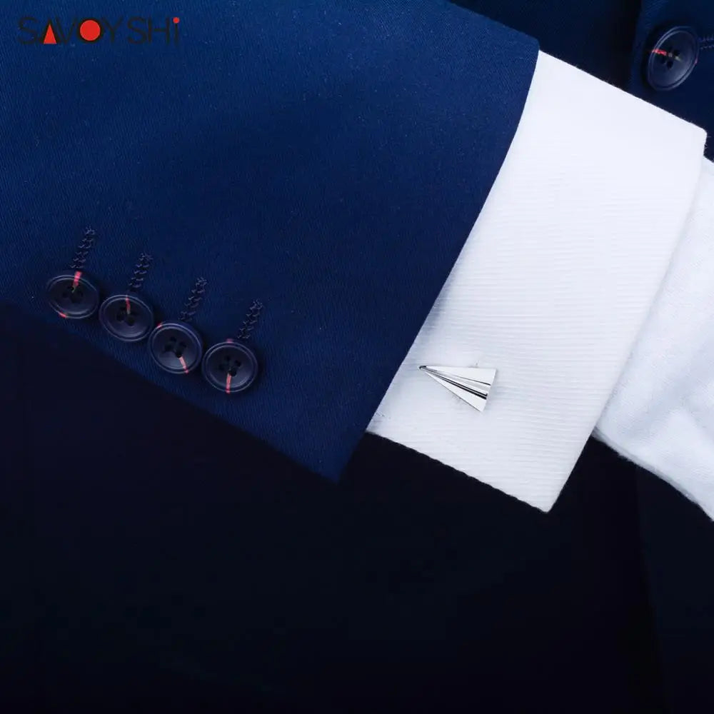 Silver Airplane Cufflinks for Men's Shirt