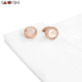 Men's Round Cufflinks High Shirt Buttons Wedding Gift Jewelry