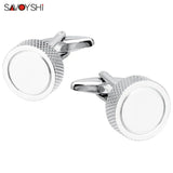 High Silver Metal Cufflinks with Name Logo