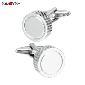 High Silver Metal Cufflinks with Name Logo