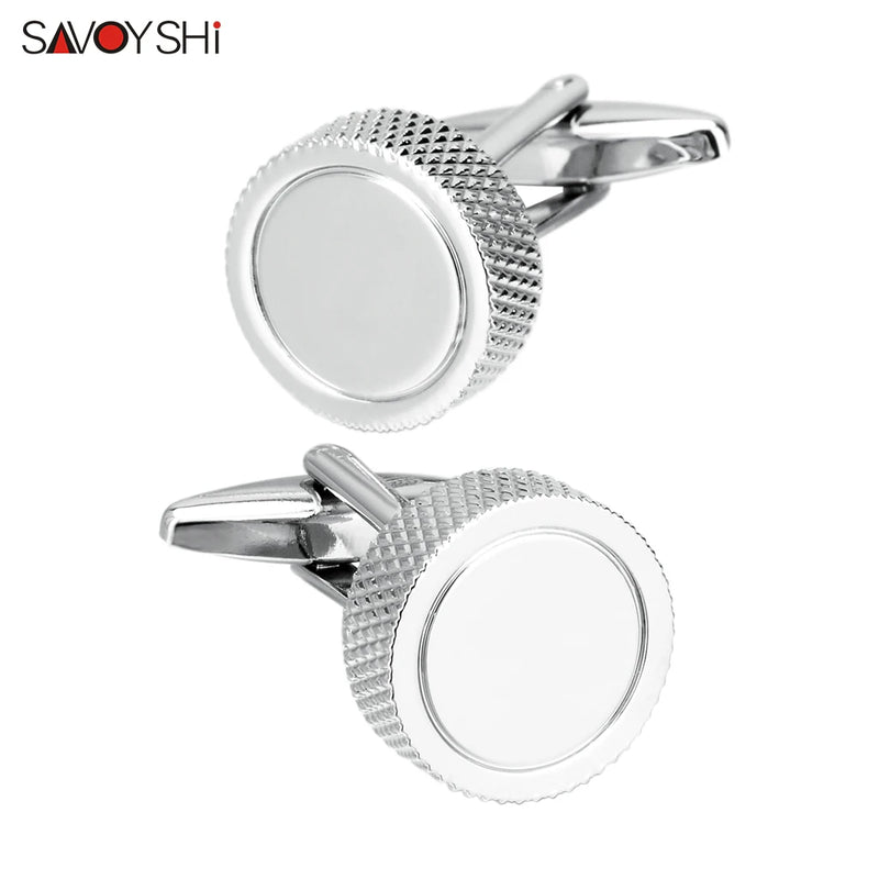 High Silver Metal Cufflinks with Name Logo