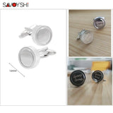 High Silver Metal Cufflinks with Name Logo