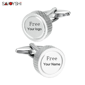 High Silver Metal Cufflinks with Name Logo
