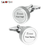 High Silver Metal Cufflinks with Name Logo
