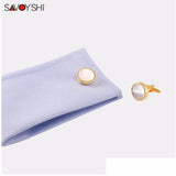 Round Shell Cufflinks for Mens Shirt Cuff Buttons High Cufflinks
