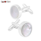 Round Shell Cufflinks for Mens Shirt Cuff Buttons High Cufflinks
