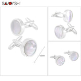 Round Shell Cufflinks for Mens Shirt Cuff Buttons High Cufflinks