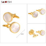 Round Shell Cufflinks for Mens Shirt Cuff Buttons High Cufflinks