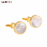 Round Shell Cufflinks for Mens Shirt Cuff Buttons High Cufflinks