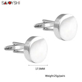 Round Cufflinks for Men High Shirt Blank Cuff Links Wedding Gift