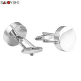 Round Cufflinks for Men High Shirt Blank Cuff Links Wedding Gift