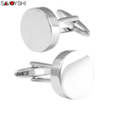Round Cufflinks for Men High Shirt Blank Cuff Links Wedding Gift