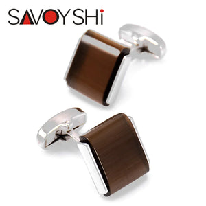 Brown Stone Cufflinks High Square Men's Shirt Jewelry