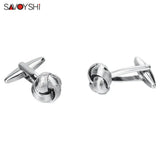Engraved Silver Knot Cufflinks for Men's Shirt Cuffs