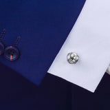 Engraved Silver Knot Cufflinks for Men's Shirt Cuffs