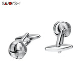 Engraved Silver Knot Cufflinks for Men's Shirt Cuffs