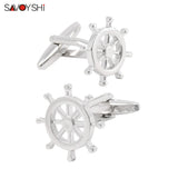 Silver Rudder Cufflinks for Men French Shirt High Metal Cuff Links Jewelry