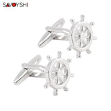 Silver Rudder Cufflinks for Men French Shirt High Metal Cuff Links Jewelry