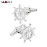 Silver Rudder Cufflinks for Men French Shirt High Metal Cuff Links Jewelry