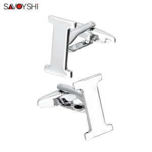 Silver Plated Letter I Cufflinks Mens Shirt Accessories