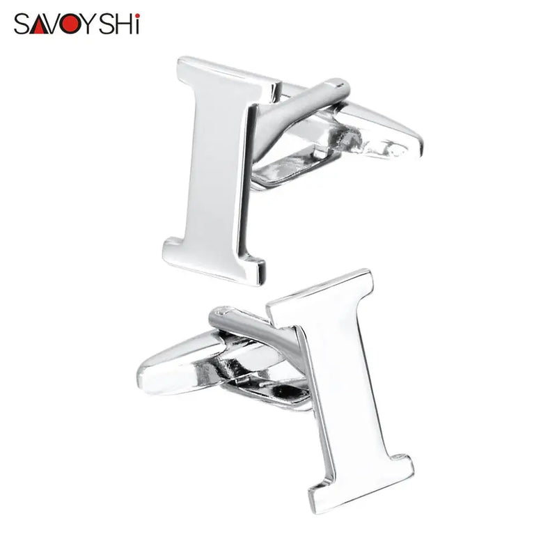 Silver Plated Letter I Cufflinks Mens Shirt Accessories