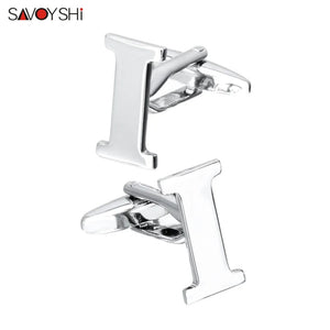 Silver Plated Letter I Cufflinks Mens Shirt Accessories