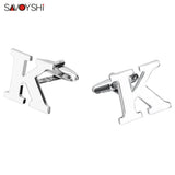 Silver Plated Letter K Cufflinks For Mens Shirt Accessories High Cuff link