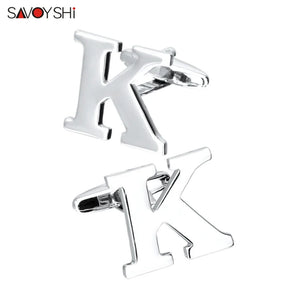 Silver Plated Letter K Cufflinks For Mens Shirt Accessories High Cuff link