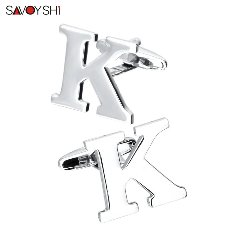 Silver Plated Letter K Cufflinks For Mens Shirt Accessories High Cuff link