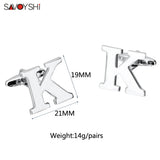 Silver Plated Letter K Cufflinks For Mens Shirt Accessories High Cuff link