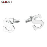 Silver Plated Letter S Cufflinks For Mens Shirt Accessories