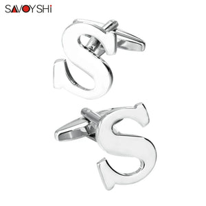Silver Plated Letter S Cufflinks For Mens Shirt Accessories