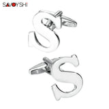Silver Plated Letter S Cufflinks For Mens Shirt Accessories