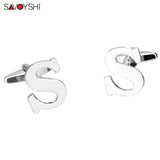 Silver Plated Letter S Cufflinks For Mens Shirt Accessories